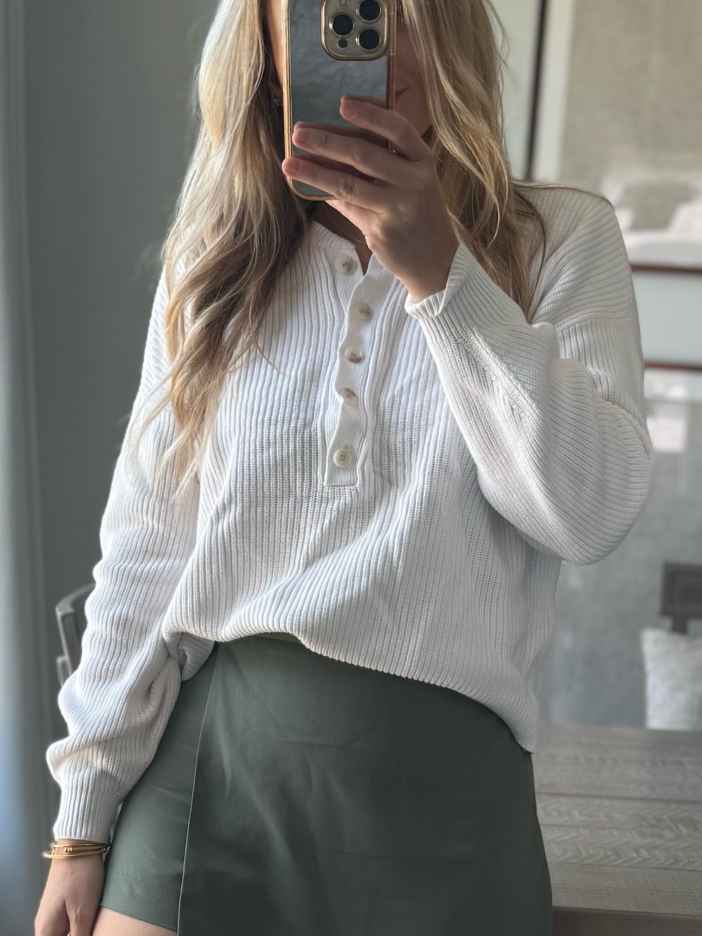 LOFT Off White Ribbed Knit Sweater
